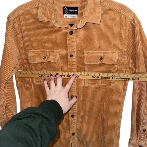 Original Use Corduroy Button Up Overshirt Tan Brown XS - Picture 6 of 9